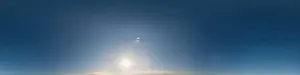 Dark blue sunset sky pano with Cumulus clouds