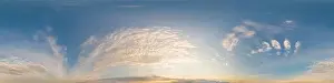 Dark blue sunset sky panorama with Cirrus clouds