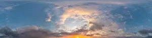 Dark blue sunset sky panorama with Cirrus clouds