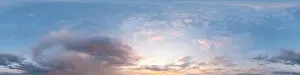 Dark blue sunset sky panorama with Cirrus clouds