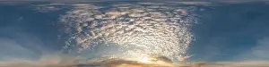 Dark blue sunset sky panorama with Cirrus clouds