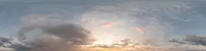 Dark blue sunset sky panorama with Cirrus clouds