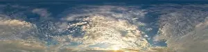Sky Replacement Prints: Dark blue sunset sky panorama with golden Cumulus clouds