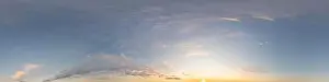 Dark blue sunset sky panorama with pink Cirrus clouds