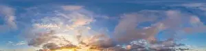 Dark blue sunset sky panorama with pink Cumulus clouds