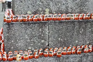Dharma Prints: daruma or red-painted good-luck doll in Japan