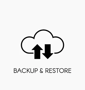 Optimization Prints: Data cloud icon. Backup and restore sign