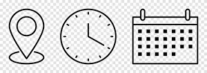 Notification Prints: Date, time, location icon. Vector illustration isolated on transparent background