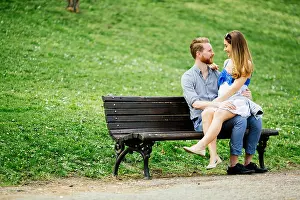 Love Together Prints: Dating couple sitting on bench