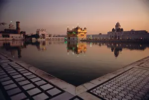Reflecting Prints: Dawn at the Golden Temple, cloisters and Holy Pool of Nectar