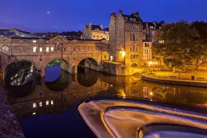 Avon Prints: Before dawn at Pulteney Bridge in Bath, England