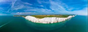 Eastbourne Prints: A daytime aerial drone view of the Seven Sisters cliffs on the East Sussex coast, UK
