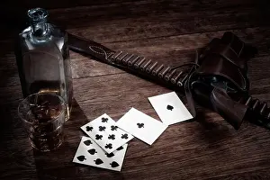 Chance Prints: Dead man's hand. Two-pair poker hand consisting of the black aces and black eights