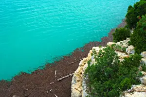 Debris Prints: Debris washed up on the shore of Lake Sainte-Croix (Lac de Sainte-Croix) in the Verdon basin of Provence