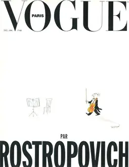 Vogue Prints: December 1990 / January 1991 Vogue Paris Cover by Rostropovich