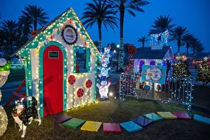Beach Town Prints: Deck the Chairs holiday lights display at Latham Plaza on the ocean in downtown Jacksonville Beach