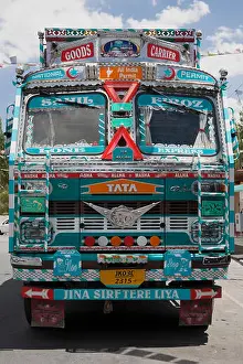 Pakistan Prints: Decorated Indian truck on the hazardous Manali-Leh road high in the Himalayas