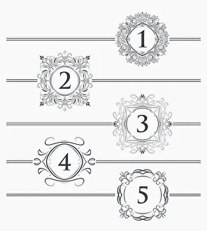 Decorative elements for design footer with the decor for the page number