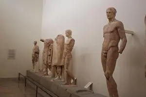 Summer Holidays Prints: Dedication of Daochos, Hellenistic era statues on the Archeological museum of Delphi in Greece