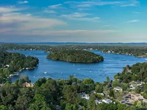 default08-30-2022 - Late afternoon aerial photo of Lake Mahopac located in Town of Carmel, Putnam County, New York