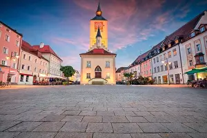 Deggendorf, Germany. Cityscape image of downtown Deggendorf, Bavaria, Germany at sunset