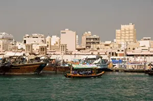 Emirates Prints: Deira shown from the Creek in Dubai, UAE