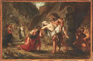 Heroism Prints: Delacroix's Hercules and Alcestis depicts the mythological story of Alcestis's sacrifice
