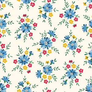 Painterly Prints: Delicate Chintz Romantic Meadow Wildflowers Vector Seamless Pattern