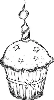 Muffin Prints: delicious cupcake sweet drawing vector illustration design