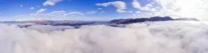 Range River Prints: Denali and Alaska Range mountains aerial view over the cloud in fall