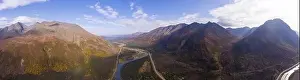 Range River Prints: Denali National Park, Nenana River and Alaska Route 3 aka George Parks Highway aerial view in fall