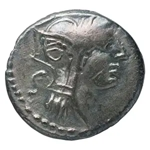A denarius, a type of ancient Roman coin, listed as RRC 337/3, with Latin inscription