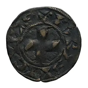 12th Century Prints: A denier parisis coin from the reign of Philippe II