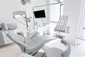 Dentistry Prints: Dentist chair in new modern dental clinic office