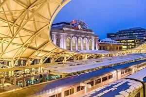 Images Dated 13th March 2019: DENVER, COLORADO - MARCH 13, 2019: Trains out of service at Union Station after the 'Bomb Cyclone'