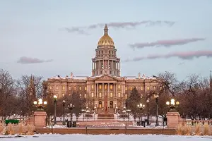 Statehouse Prints: Denver, Colorado, USA at the Colorado State Capitol during a winters night