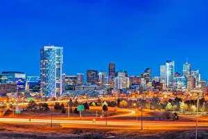 Denver, Colorado, USA downtown city skyline at night