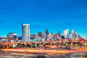 Denver, Colorado, USA downtown city skyline at night