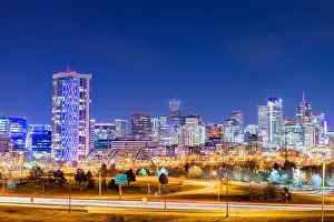 Denver, Colorado, USA downtown city skyline at night