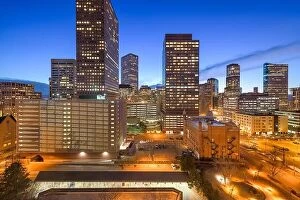 Images Dated 11th March 2019: Denver, Colorado, USA downtown cityscape rooftop view at dusk