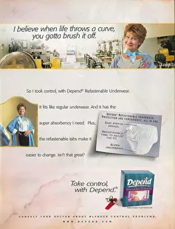 Healthcare Prints: Depend Refastenable underwear advert in a magazine June 2002