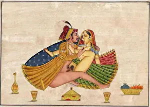 Seduce Prints: Depiction of an erotic scene, love scene