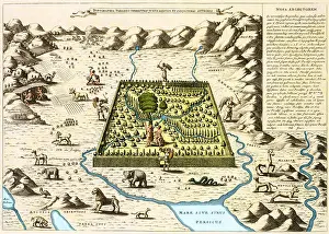 Enhancement Prints: A depiction of the Garden of Eden and 'topography of the earthly paradise' by Athanasius Kircher (1602-1680)