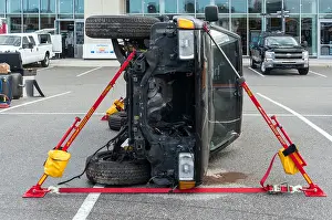 Nightmare Prints: Deployed portable Junkyard Dog Nightmare Rescue Strut struts system supporting overturned car