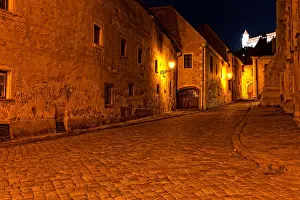 Midnight Prints: deserted street of Bratislava at night