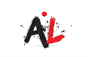 Design of alphabet letter combination AL A L with grunge texture