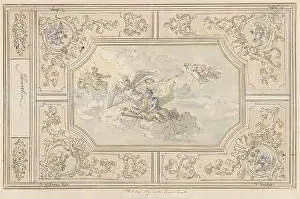 Glory Prints: Design for a ceiling painting with honor (?) Crowned by De Tijd