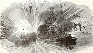 Blown Prints: Destruction of the Confederate Ironclad steamer 'Merrimac'