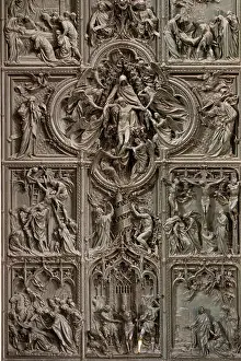 Sculpting Prints: Detail, bronze main door of Milan Cathedral with scenes from the life of Mary