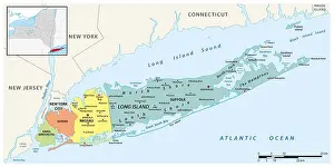 Long Island Prints: Detailed map of Long Island, New York, United States